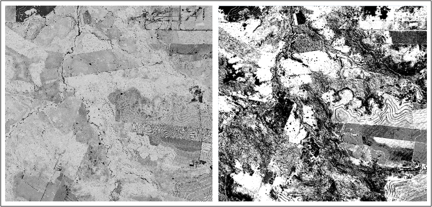 Suavidade será 0,4). Três níveis de segmentação, definidos pelo parâmetro Escala, geraram objetos com diferentes graus de resolução (tamanho médio dos objetos).