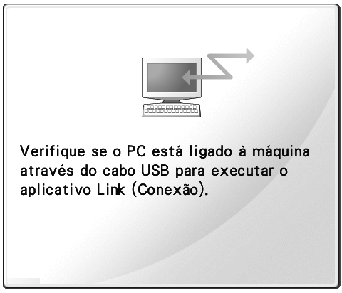 . Mensagens de erro na função Link (Conexão) A máquina não pode receber dados do computador no modo Link (Conexão). Desligue a máquina e verifique a conexão USB.