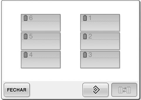 As cores de linha são atribuídas novamente pela máquina, independentemente da configuração anterior de carretéis. Toque em.