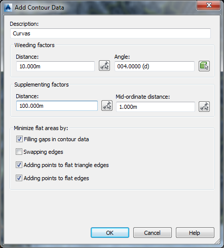 5. Digitar uma descrição e clicar no botão OK na caixa de diálogo Add Contour Data. 6.