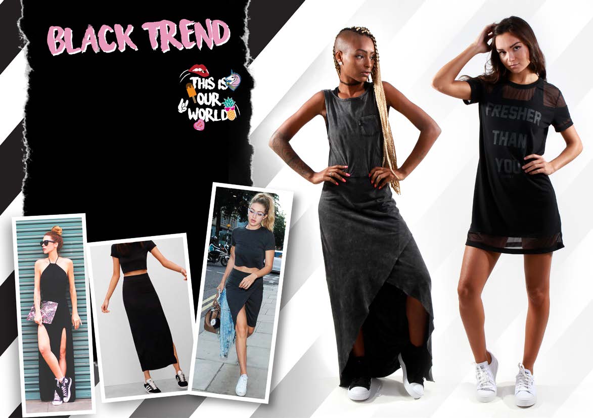 Linha vanguarda e mais conceitual da QIX MISSY, a Black Trend trará saias, vestidos, rachas, listras e transparências.