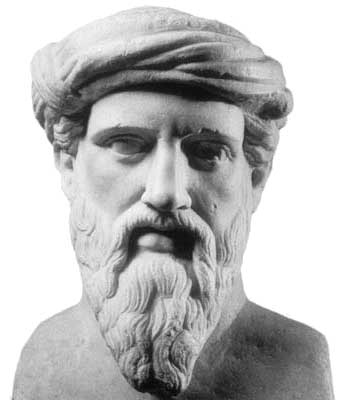 Pitágoras (560 a.c. - 500a.C.): Quando jovem, esteve no Egito e Babilônia, onde estudou matemática. Declava que todas as coisas são números.