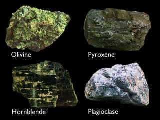 Magma máfico O magma: cristalização O magma máfico contém minerais escuros que são silicatos de ferro e magnésio.