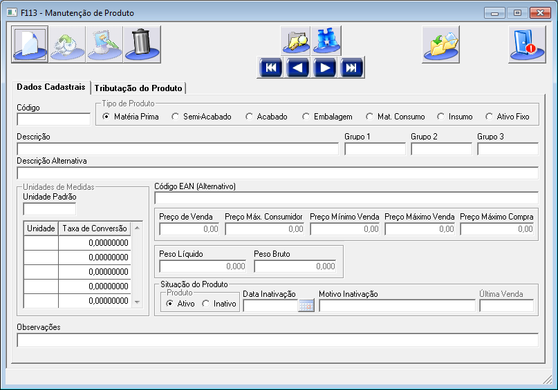 Produtos (menu Cadastros > Produtos > Dados Cadastrais) É desse cadastro que virão as informações do produto, como código, descrição, CST, tributação de PIS e Confins, entre outras.