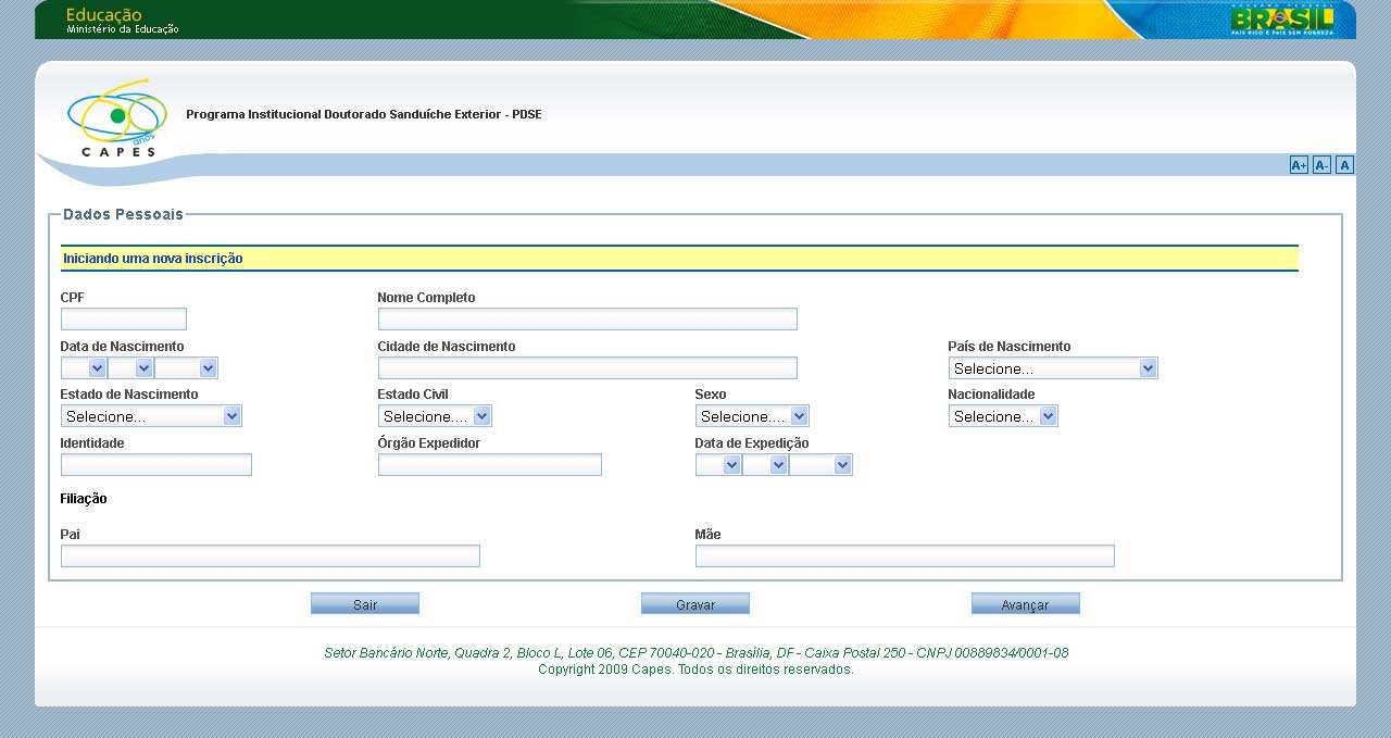 4.1 Status da Inscrição Uma inscrição que já foi iniciada mas ainda não foi confirmada está Pendente a inscrição só será realmente efetivada depois que todos os campos obrigatórios forem preenchidos