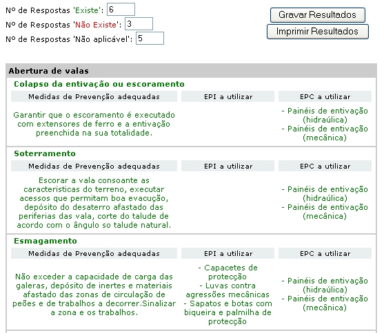 Agora que terminou a sua análise, poderá optar por gravar os resultados, constituindo deste modo um histórico da sua obra ou ainda, imprimir se assim necessitar.