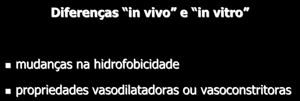 1. Potência Anestésica Diferenças in vivo e in vitro mudanças na