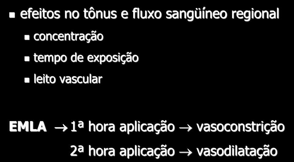 3. Duração de ação efeitos no tônus e fluxo sangüíneo regional concentração tempo de