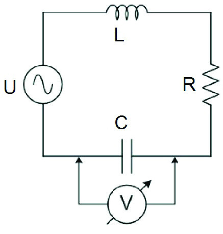 23 No circuito da Figura abaixo sabe-se que R=60Ω, L = 100mH, C = 50µF. Neste mesmo circuito, o voltímetro está indicando uma tensão de 40V.