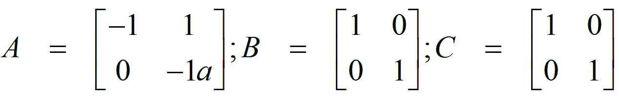 50 Seja o sistema descrito pela equação de estado: Onde: Encontre o valor da constante a (se possível) que