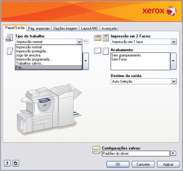 Envio de Fax do PC Envio de Fax do PC 1. Assegure-se de que o driver de impressão correto da Xerox foi instalado em seu PC e a opção Fax do PC está disponível.