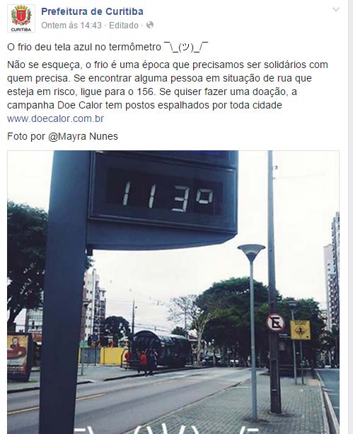 Reproduzimos, em seguida, algumas postagens da Prefeitura de Curitiba, que ilustram esse aspecto,