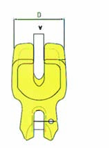 CORRENTES GANCHO OLHAL C/ SEGURANÇA AUTOMÁTICA ACESSÓRIOS EM AÇO G80 Ø(mm) Dimensões C D D2 E C.M.U. G H Kg 6 250 400 301 011 120,5 22 35 28 10,5 22 1.120 7/8 250 400 301 020 146 25 46 34 12 24 2.