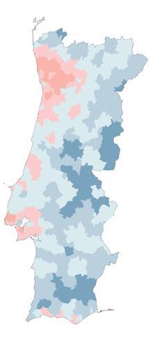 A População Portuguesa: Distribuição geográfica VARIAÇÃO ENTRE