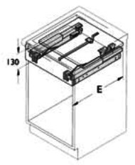 Acessórios para corrediças de mesa - consultar (F83) Referência Código Info M83 - Sistema (mecanismo) giratório Mecanismo para mesa extraível Referência A B E Código 104/1 = A1-2 mm 770 520 7040237