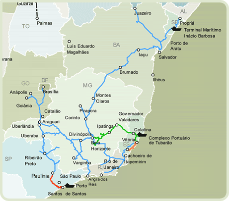 Corredor FCA ( Nordeste, Sudeste e Paulista) Com mais de 8 mil quilômetros de malha, a Ferrovia Centro-Atlântica está interligada às principais ferrovias brasileiras.
