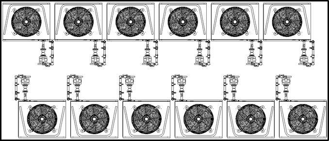 Março / 2015 Página 04/05 2000 Figura 2 - vista elevação de instalação típica de 12 módulos em linha lateral (equipamentos com comando em frente a frente) (dimensões em