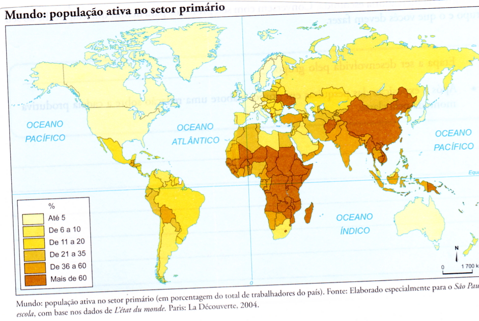 População akva no setor primário - Quais considerações podemos fazer com base no mapa?