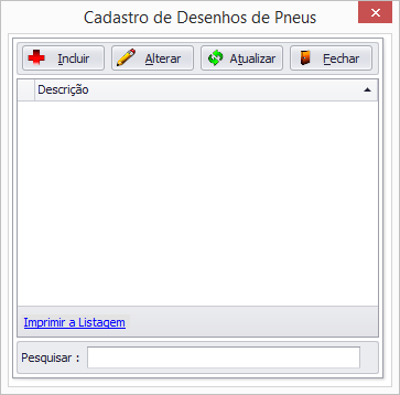 1.2 Cadastro de Desenho do Pneu: Para incluir um novo Desenho de Pneu: