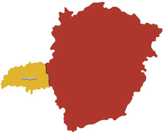 Triângulo Mineiro O mapa mostra a Divisão do estado de Minas Gerais para fins de planejamento.