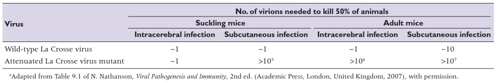 Efeito da via de inoculação na virulência viral Em termos quantitativos o LD50 não