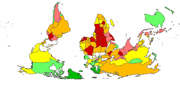 Mapa Mundial da Governança : Estabilidade Política / Ausência de Violência, 2002 Source for data: http://www.worldbank.org/wbi/governance/govdata2002 ; Map downloaded from : http://info.worldbank.org/governance/kkz2002/govmap.