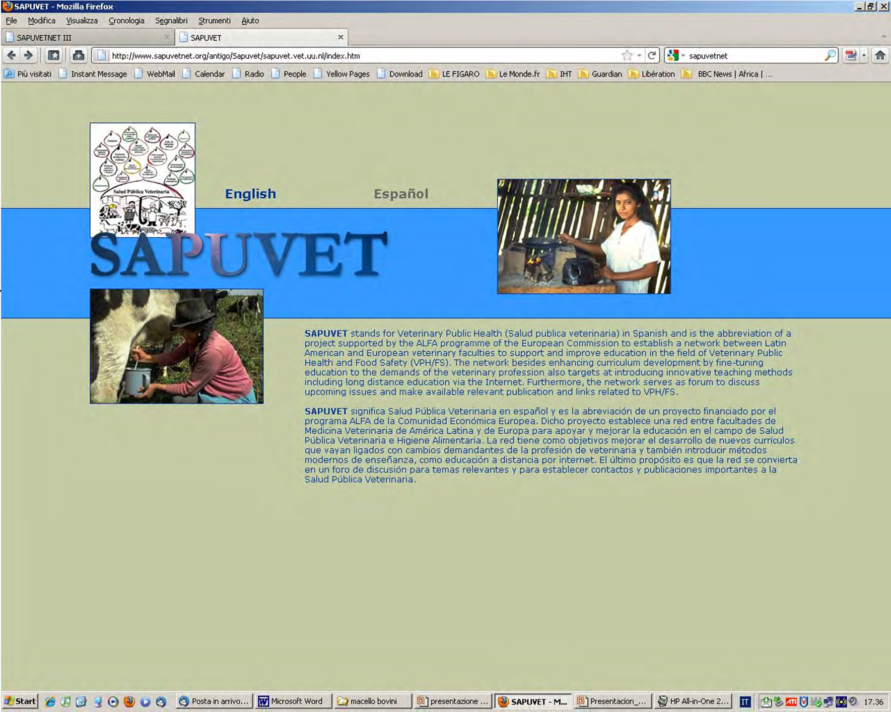 EU ALFA progetto SAPUVET - New approaches to Veterinary