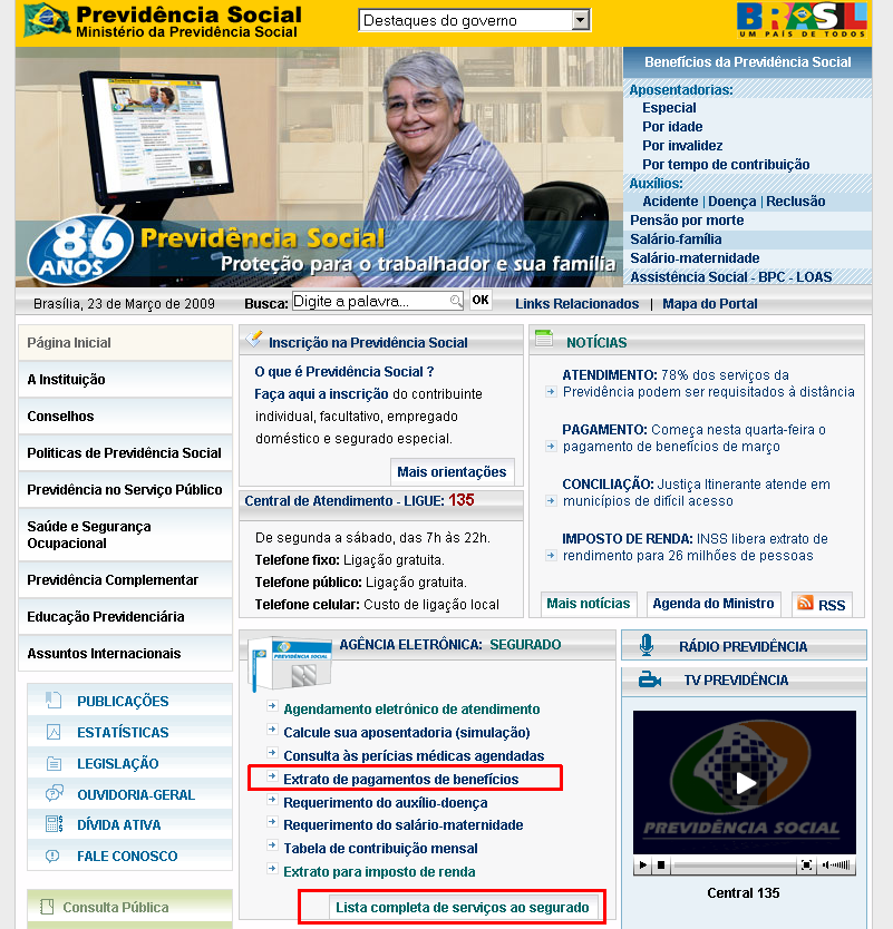 83 Aposentadoria por invalidez (Ex-SASSE) 84 Pensão por morte (Ex-SASSE) 89 Pensão especial aos dependentes de vítimas fatais por contaminação na hemodiálise - Caruaru-PE 92 Aposentadoria por