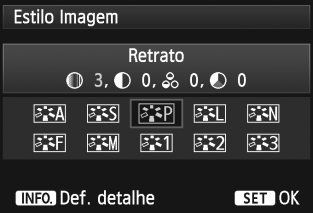 A Personalizar um Estilo ImagemN 5 Ajuste o parâmetro. Rode o selector <5> para ajustar o parâmetro conforme pretender e carregue em <0>. Carregue no botão <M> para guardar os parâmetros ajustados.