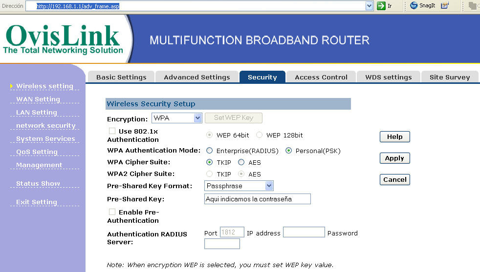 - SSID of Extended Interface: Nesta opção teremos que especificar o nome da rede que queremos enlaçar.