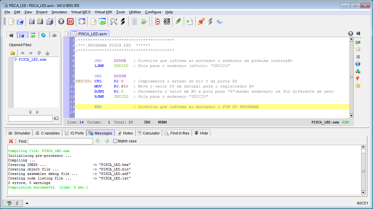 MCU 8051 IDE O arquivo.