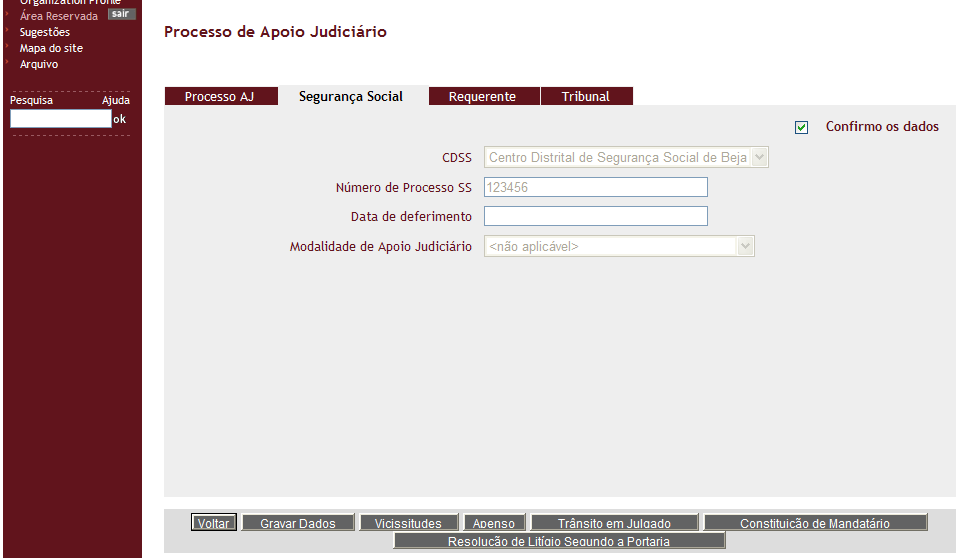 4.5.1 Dados referentes ao Processo de Apoio Judiciário Fig.