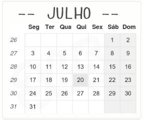 Julho 2017 1 Sábado Meu país 2 Domingo Selvagem 3 Segunda Noite 4 Terça Fogos de artifício 5 Quarta Selfie 6 Quinta Cadeiras 7 Sexta Trabalho duro 8 Sábado Laranja 9 Domingo 3 horas 10 Segunda Sete