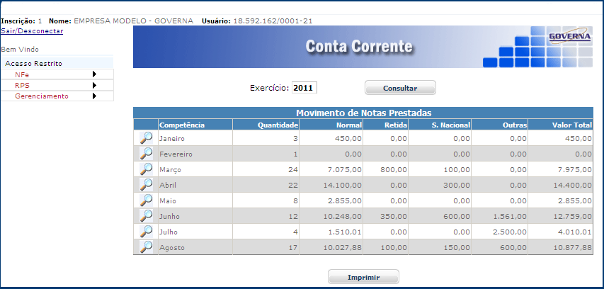 Após gerar abrirá uma nova janela, selecione a guia que deseja imprimir e clique no botão (imprimir). Imprimir Guias selecionados no grid abaixo. Marcar todas as notas no grid abaixo.