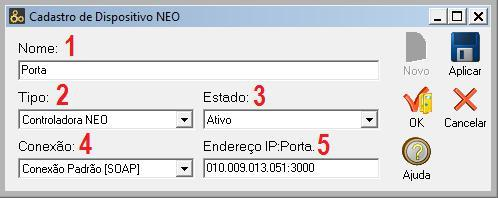2.2 Cadastro de dispositivo NEO/DUO Para realizar o cadastro de dispositivo NEO/DUO, siga o seguinte procedimento: 1. Na janela do aplicativo Módulo Configuração clique em Dispositivo. 2.