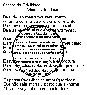 3. Uma pessoa segura uma lente delgada junto a um livro, mantendo seus olhos aproximadamente a 40cm da página, obtendo a imagem indicada na figura.