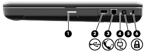 Componentes do lado direito NOTA: O computador pode ser ligeiramente diferente das ilustrações apresentadas nesta secção.