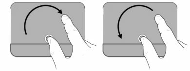 Rodar Rodar permite rodar itens como fotos e páginas. Para rodar, coloque o polegar no ecrã táctil e, em seguida, mova o indicador num movimento semi-circular em redor do polegar.