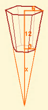 EXERCICIOS resoltos 16. O recipiente da imaxe ten 1 cm de altura e as súas bases son hexágonos regulares de lados e 6 cm e apotemas,6 e 5, cm. Ten máis de un litro de capacidade?