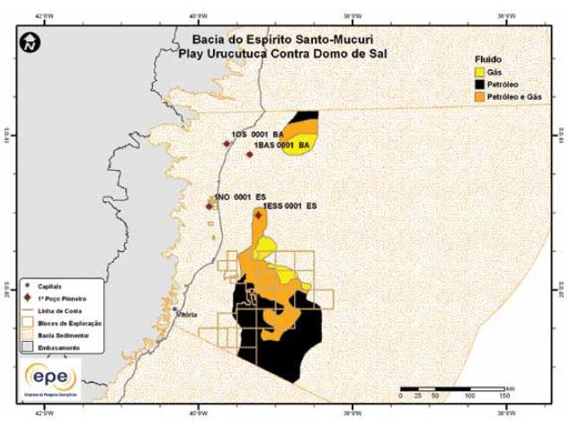 mesma, em torno de 2000 a 4000 metros, a litologia selante são os folhelhos da formação Urucutuca e evaporitos sendo a trapa do tipo estrutural (Ministério de Minas e Energia, 2012).