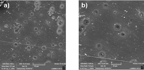 3. RESULTADOS E DISCUSSÃO A composição Química é importante por apresentar as características morfológicas em um determinado espaço do eletrodo de trabalho, evidenciando assim, possíveis rachaduras,