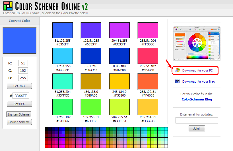 Manual e Guia de Utilização e Exploração do Color Schemer Studio 1. Para aceder a esta ferramenta, digitar o seguinte endereço http://www.colorschemer.com/online.