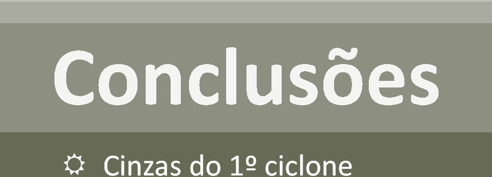 Cinzas do 1º ciclone variação significativa de alguns elementos e metais pesados analisados no ensaio realizado com maior % de lamas secundárias Cinzas do 2º ciclone variação significativa de alguns