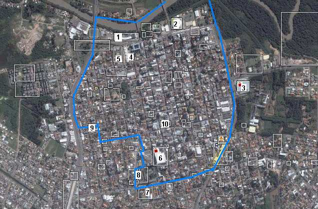 SLEO10 CENTRO - Informações Nota: 1 Rodoviária de São Leopoldo; 2 Ginásio Municipal Celso Morbach; 3 BIG São Leopoldo; 4 Prefeitura de São Leopoldo; 5