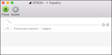 Como verificar o estado da impressão - OS X Durante a impressão, você pode ver o progresso do trabalho de impressão, controlar a impressão e verificar o estado dos niveis de tinta. 1.