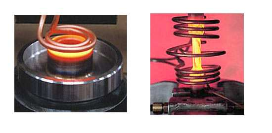 BOBINAS PARA TÊMPERA POR INDUÇÃO Fonte:V. Chiaverini: Aços e Ferros Fundidos 17 Na têmpera por indução, a peça é colocada no interior de uma bobina submetida à passagem de corrente alternada.
