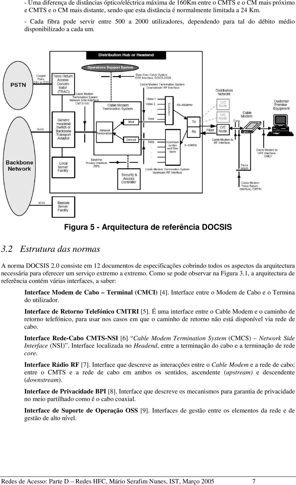 2 Estrutura das normas Figura 5 - Arquitectura de referência DOCSIS A norma DOCSIS 2.