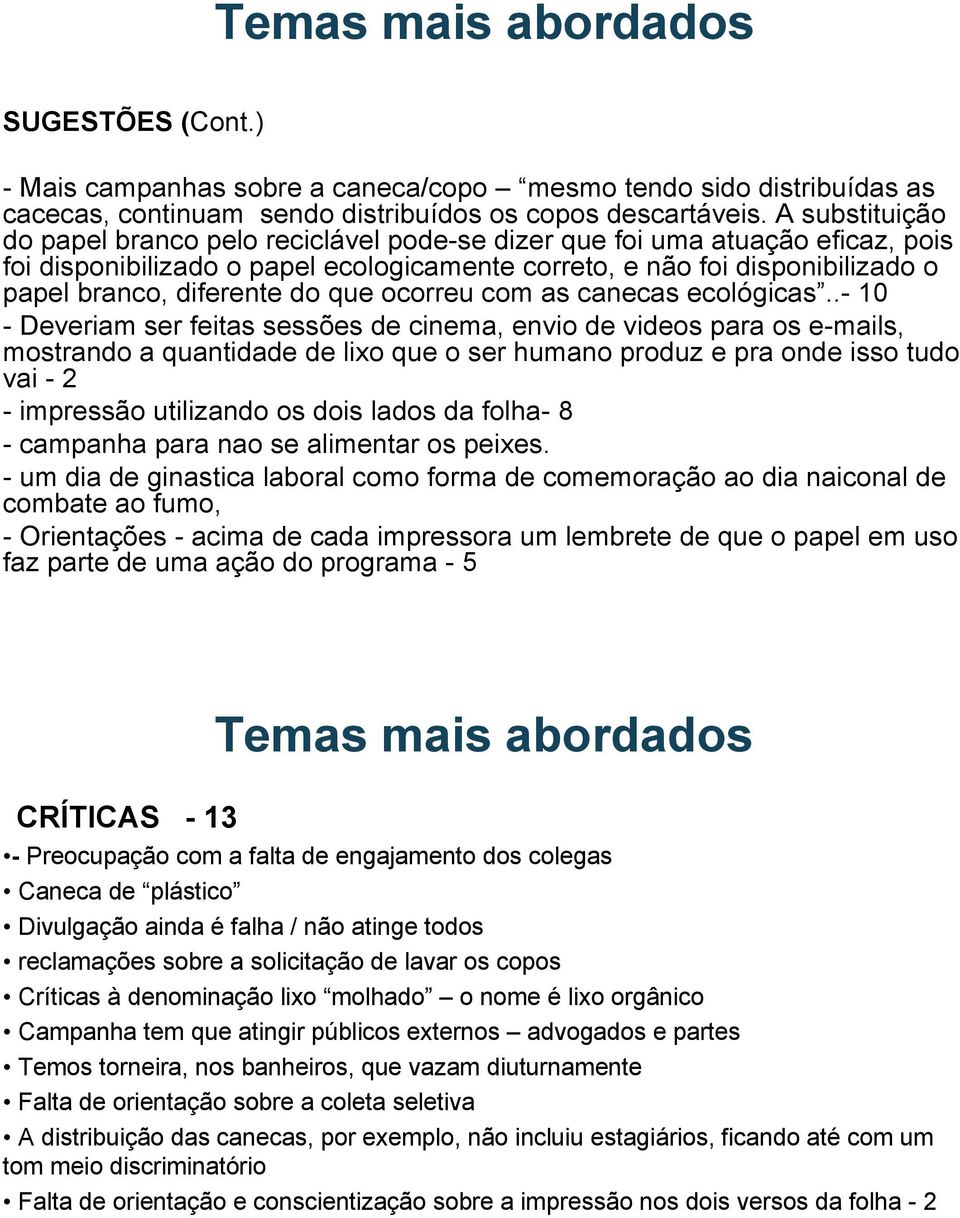 do que ocorreu com as canecas ecológicas.