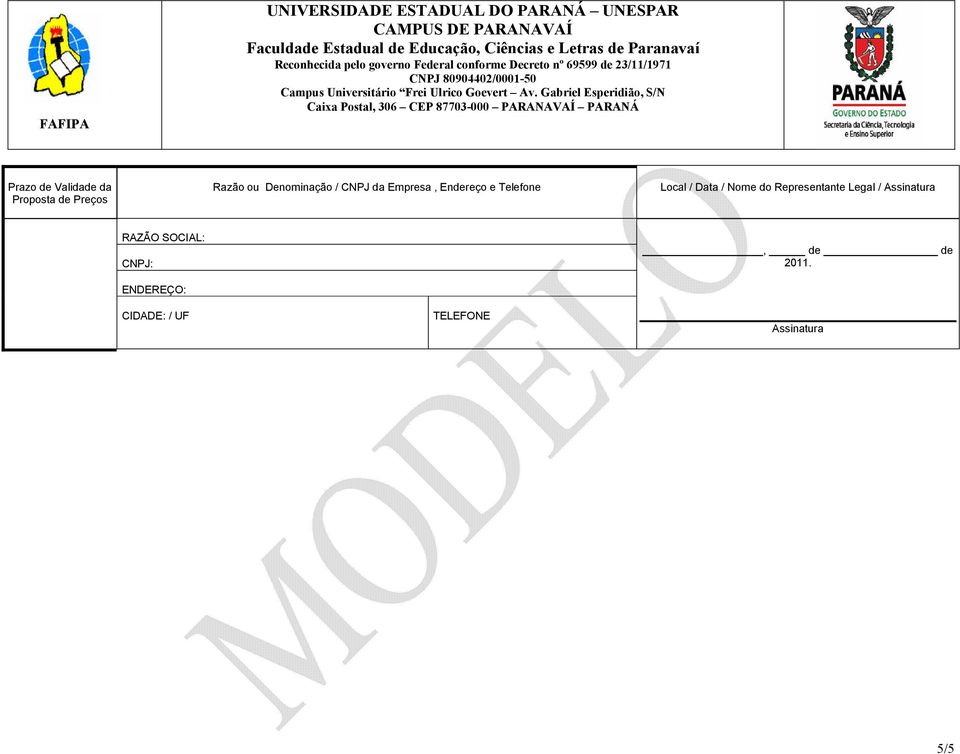 Data / Nome do Representante Legal / Assinatura RAZÃO