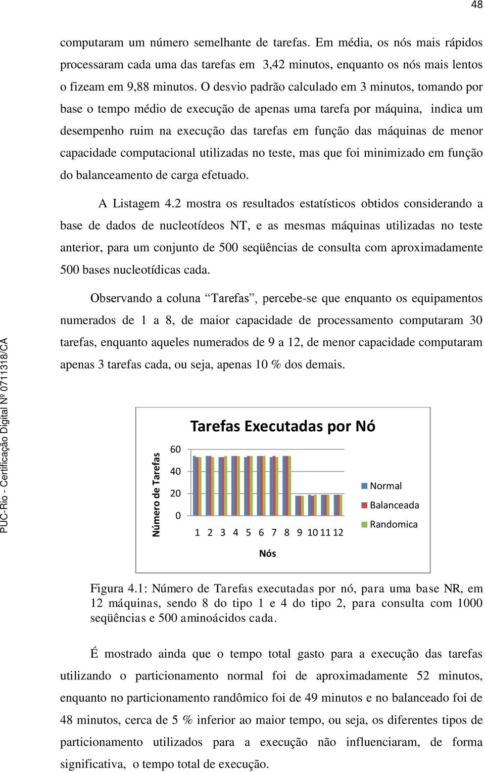 capacidade computacional utilizadas no teste, mas que foi minimizado em função do balanceamento de carga efetuado. A Listagem 4.